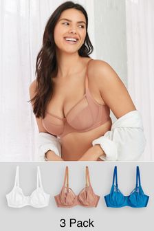 Blue/Neutral DD+ Non Pad Full Cup Bras 3 Pack (M55505) | ₪ 128