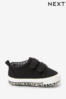 Black Baby Two Strap Pram Shoes (0-24mths) (M55793) | TRY 84