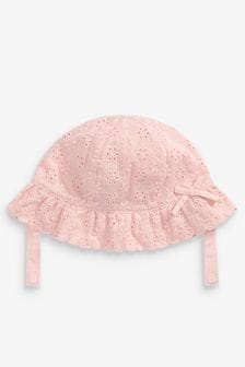 Pink Broderie Baby Summer Bucket Hat (0mths-2yrs) (M56300) | €11