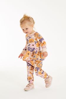 Orange Retro Floral Soft Touch Jersey Joggers (3mths-7yrs) (M56383) | €4 - €5.50