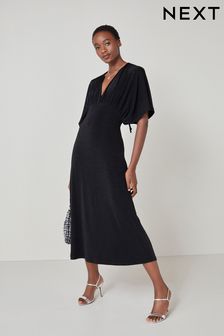 Black Volume Sleeve Midi Dress (M56469) | ₪ 140