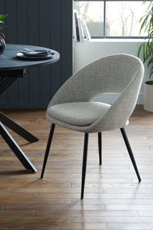 Set of 2 Tweedy Plain Mid Grey Hewitt Black Leg Dining Chairs (M56508) | €345