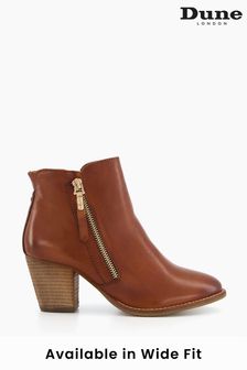 Dune London Brown Paice Zip-Up Western Ankle Boots (M56975) | $200