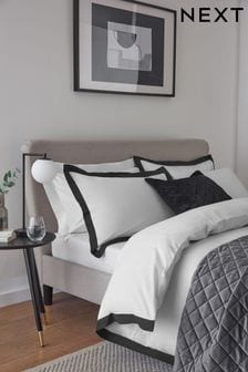White/Black Cotton Rich Oxford Duvet Cover and Pillowcase Set