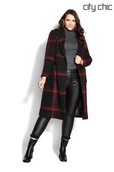 City Chic Red Checkmate Coat (M57688) | €75