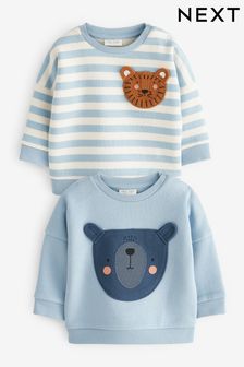 Blue/White 2 Pack Sweatshirt With Bear Design (0mths-2yrs) (M57803) | R302 - R338