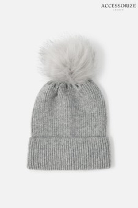 Accessorize Strickmütze mit Bommel, Grau (M58134) | 19 €