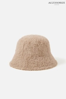 Accessorize Camel Tan Brown Fluffy Bucket Hat (M58139) | $19