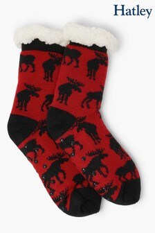 Hatley Womens Red Moose On Sherpa Lined Christmas Cabin Socks (M58632) | 16 €