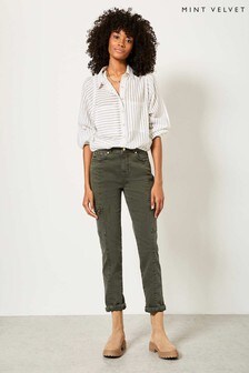 Mint Velvet Houston Slim-Jeans mit Reissverschluss, Khakigrün (M58732) | 120 €