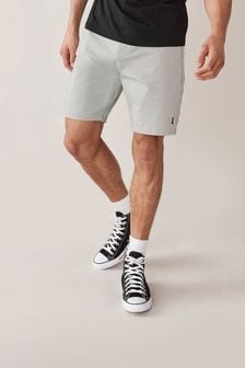 Light Grey Stag Logo Straight Fit Stretch Chino Shorts (M59089) | SGD 25