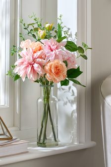Pink Artificial Flower Arrangement In Glass Vase (M59791) | $43