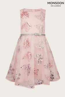 Monsoon Pink Amelia Butterfly Sequin Dress (M59827) | €77 - €88