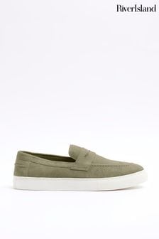 River Island Green Suede Loafers (M61596) | $82