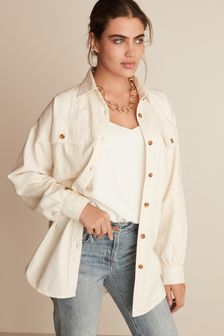 לבן בז' דגם Rochelle - חולצת ג'ינס אוברסייז (M61740) | ‏84 ₪