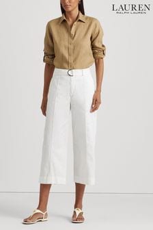 Lauren Ralph Lauren Twill Belted Wide Leg White Trousers (M61958) | 122 €