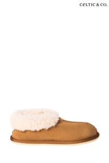 Celtic & Co. Ladies Camel Brown Sheepskin Bootee Slippers (M62164) | MYR 474