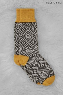 Celtic & Co. Ladies Grey Fairisle Merino Cot Socks (M62175) | €32