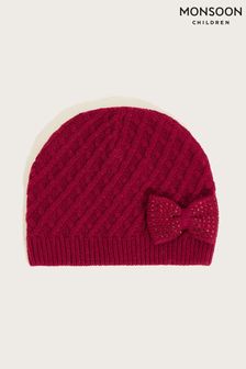 Monsoon Red Knit Bow Beanie (M62356) | OMR6