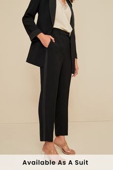 Черный - Зауженные брюки с блестящими лампасами (M62443) | €13