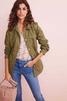 Khaki Green Patched Pocket Cotton Jacket (M62469) | TRY 489
