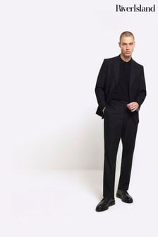River Island Black Plain Slim Fit Suit Trousers (M62557) | 282 SAR