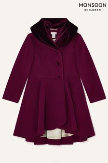 Monsoon Red Velvet Shawl Collar Coat With Recycled Polyester (M62810) | €79 - €92