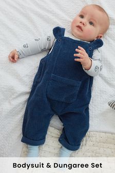 Navy Blue Cord Dungarees With Bodysuit (0mths-2yrs) (M62853) | $45 - $50