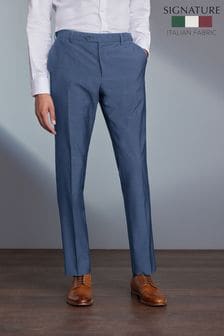 Light Blue Slim Fit Signature Tollegno Wool Suit: Trousers (M62897) | €54