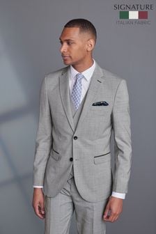 Light Grey Slim Fit Signature TG Di Fabio Wool Rich Puppytooth Suit: Jacket (M62904) | €178