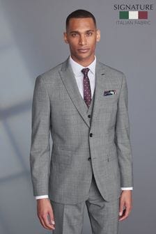 Grey Regular Fit Signature TG Di Fabio Wool Rich Check Suit: Jacket (M62906) | $209