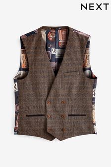 Hnedá - Károvaný oblek: vesta (M62941) | €46