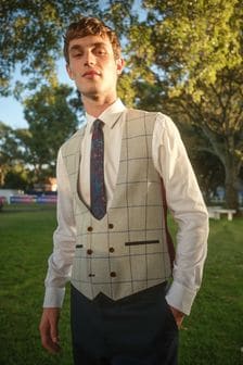 Grey/Purple Nova Fides Check Suit: Waistcoat (M62948) | €16