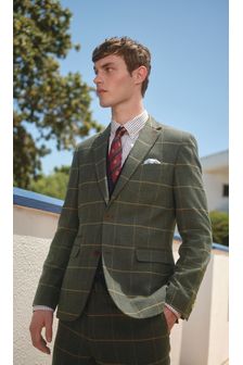 Green Slim Fit Nova Fides Check Suit: Jacket (M62957) | $137