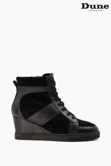 Dune London Emmey Wedge Lace Up Black Trainers (M63155) | $163