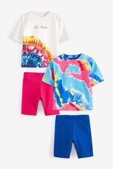 Teñido anudado estampado multicolor intenso - Pack de 2 pijamas cortos de ciclista (9 meses-12 años) (M63288) | 22 € - 32 €