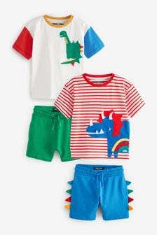 Rainbow Dino 4 Pack T-Shirt and Short Set (3mths-7yrs) (M63425) | €28 - €33