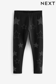 Schwarz mit sternförmiger Nietenverzierung - Leggings mit Muster (3-16yrs) (M63545) | 7 € - 13 €