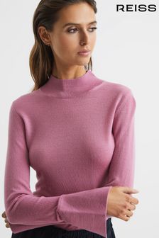Reiss Pink Sasha Merino Wool Split Sleeve Jumper (M63554) | kr1,604