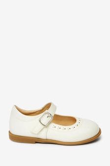 White Patent Leather Standard Fit (F) Brogue Mary Jane Shoes (M63594) | ₪ 86 - ₪ 102