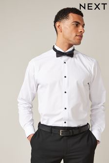 White Regular Fit Single Cuff Dress Shirt and Bow Tie Set (M63865) | 44 €
