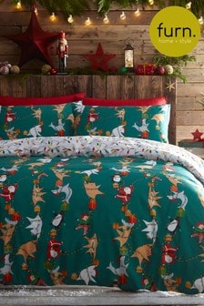 furn. Green Green Santa's Workshop Reversible Duvet Cover and Pillowcase Set (M63891) | KRW26,300 - KRW46,000