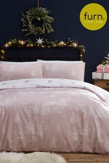 furn. Blush Pink Blush Pink Midwinter Festive Reversible Duvet Cover and Pillowcase Set
