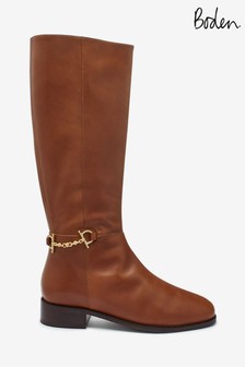 Boden Brown Snaffle Detail Riding Boots