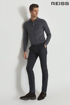 Reiss Grey Reiss Trafford Merino Wool Polo Shirt (M64230) | SGD 270