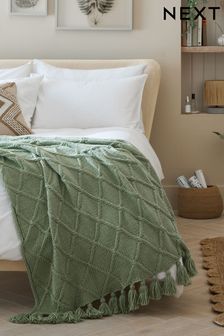 Sage Green Chunky Cable Knit Throw (M64386) | $96 - $160