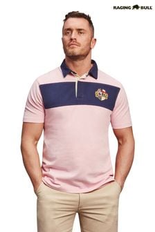 Raging Bull Pink Short Sleeve Contrast Panel Rugby Shirt (M64561) | SGD 98 - SGD 114