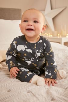 Monochrome/Gold Baby Christmas Single Sleepsuit (0-3yrs) (M64570) | AED36 - AED45