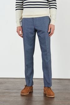 Dark Blue Regular Fit Check Formal Trousers (M64628) | €10