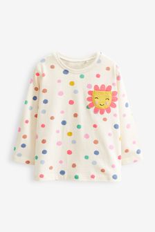 Mehrfarbig gepunktet/geblümt - Langarm-T-Shirt aus Baumwolle mit Tasche (3 Monate bis 7 Jahre) (M64897) | 9 € - 12 €